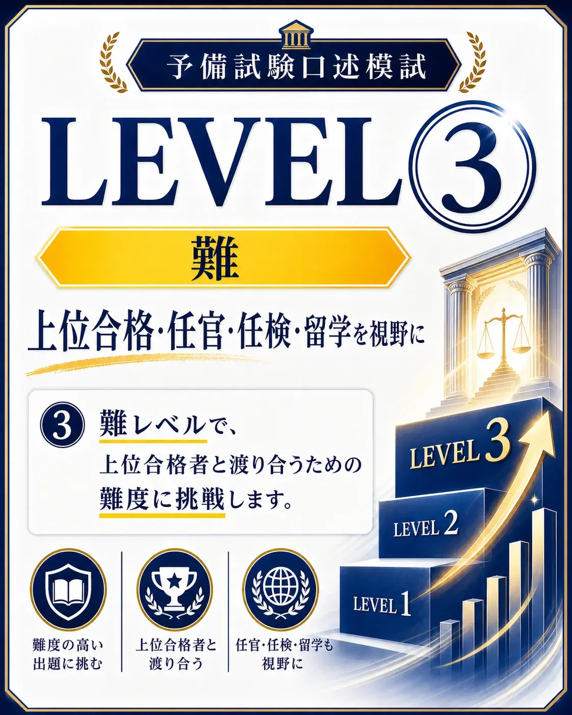 上位合格・任官・任検・留学を視野に — Level ③ 難