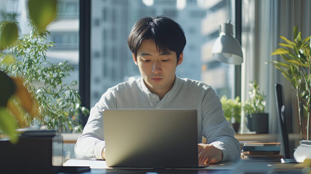 仕事で忙しい社会人が、重要ポイントに絞った効率的な学習で時間を節約し、スピーディーな合格を目指している様子を表した画像。