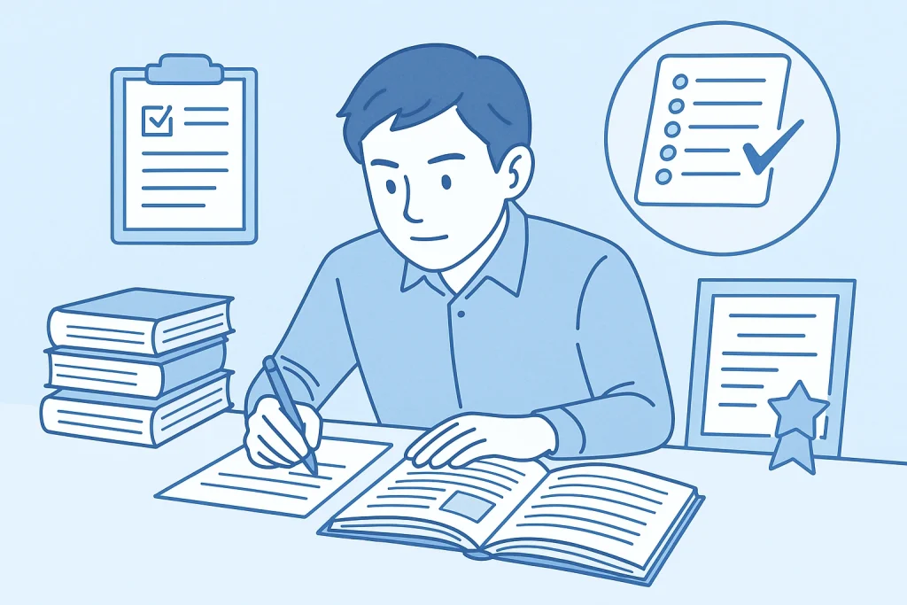 頻出分野の過去問や改題を厳選し、初学者には基礎的な短文問題、既修者には長文問題を提供している様子