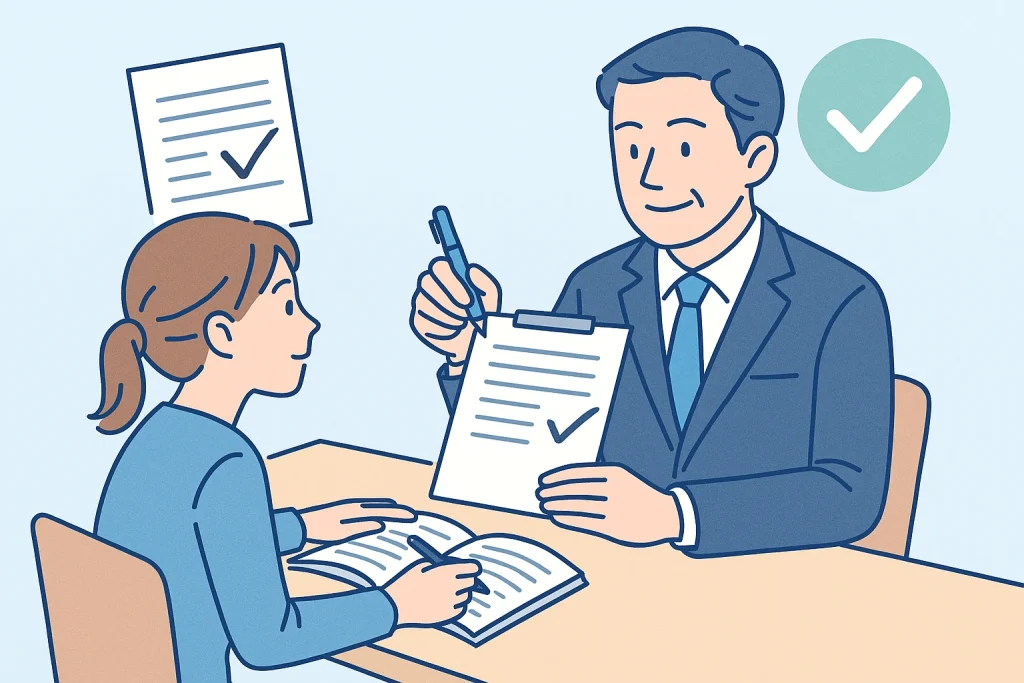 学生が事前課題に取り組み、授業中に講師から添削を受けている様子。アウトプットの習慣化をイメージした画像